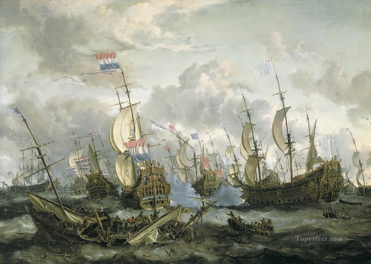Storck Four Days Battle Naval Battles Oil Paintings